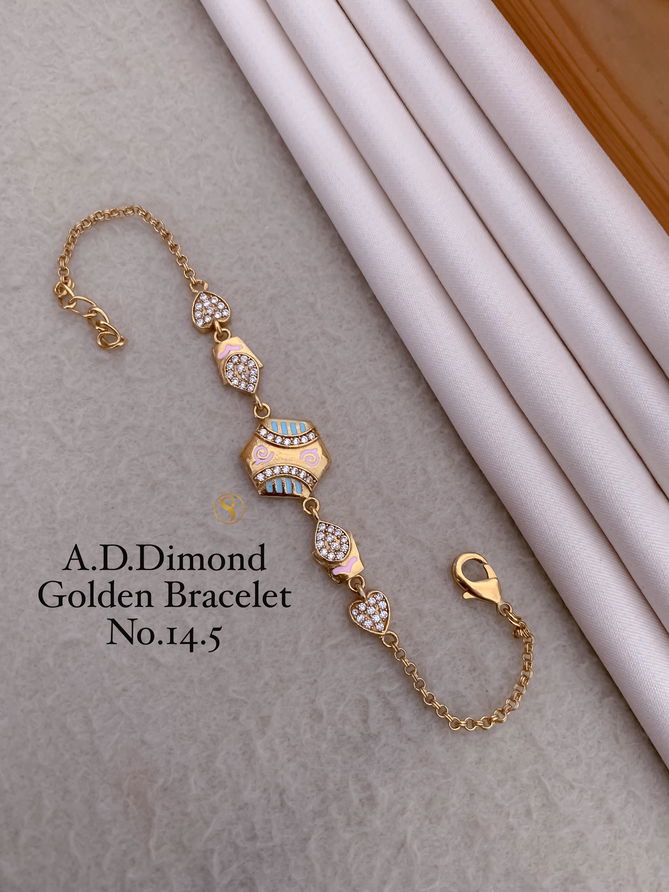 6 AD Designer Diamond Golden Fancy Bracelets Wholesale Price In Surat
